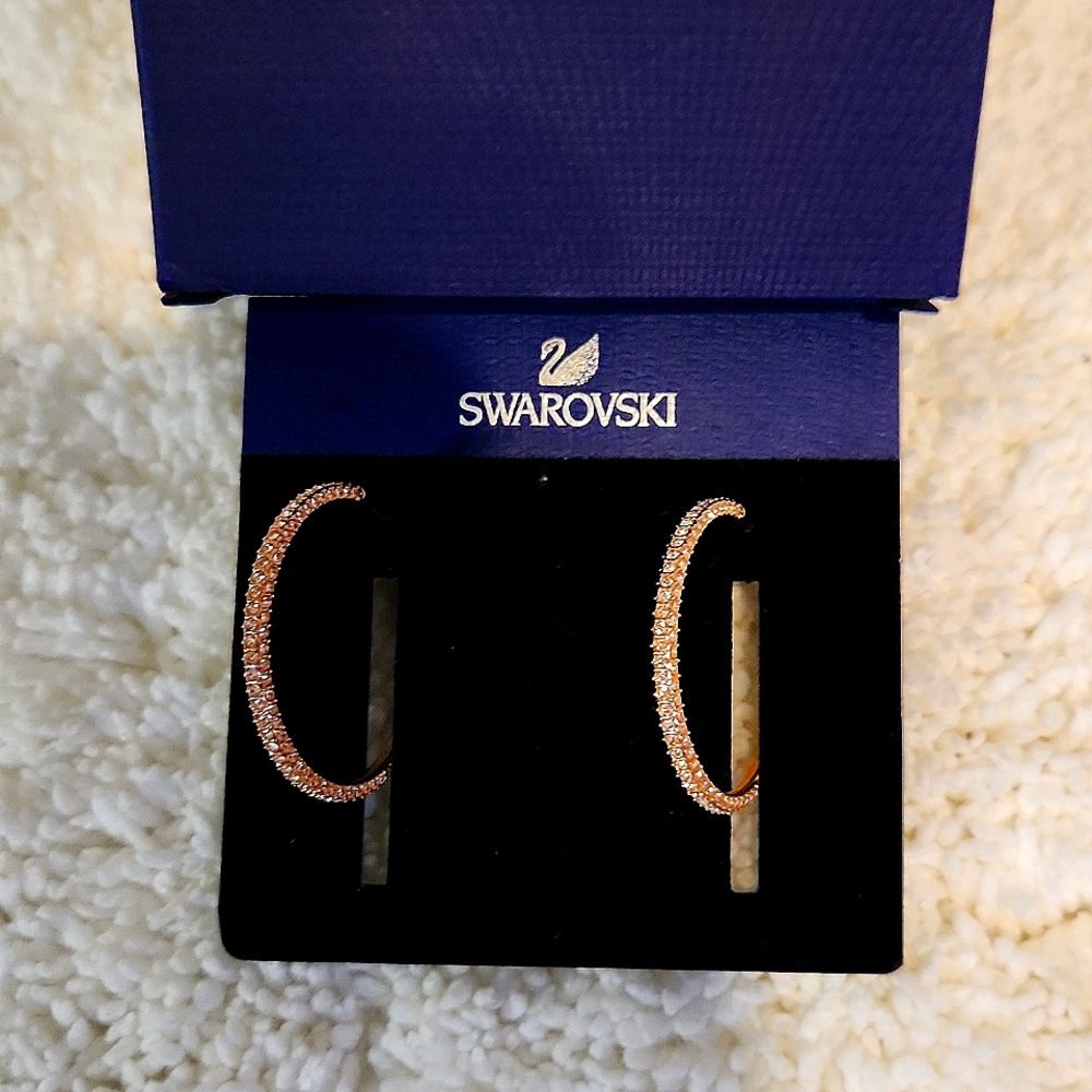 Swarovski Rose Gold Hoop Earrings